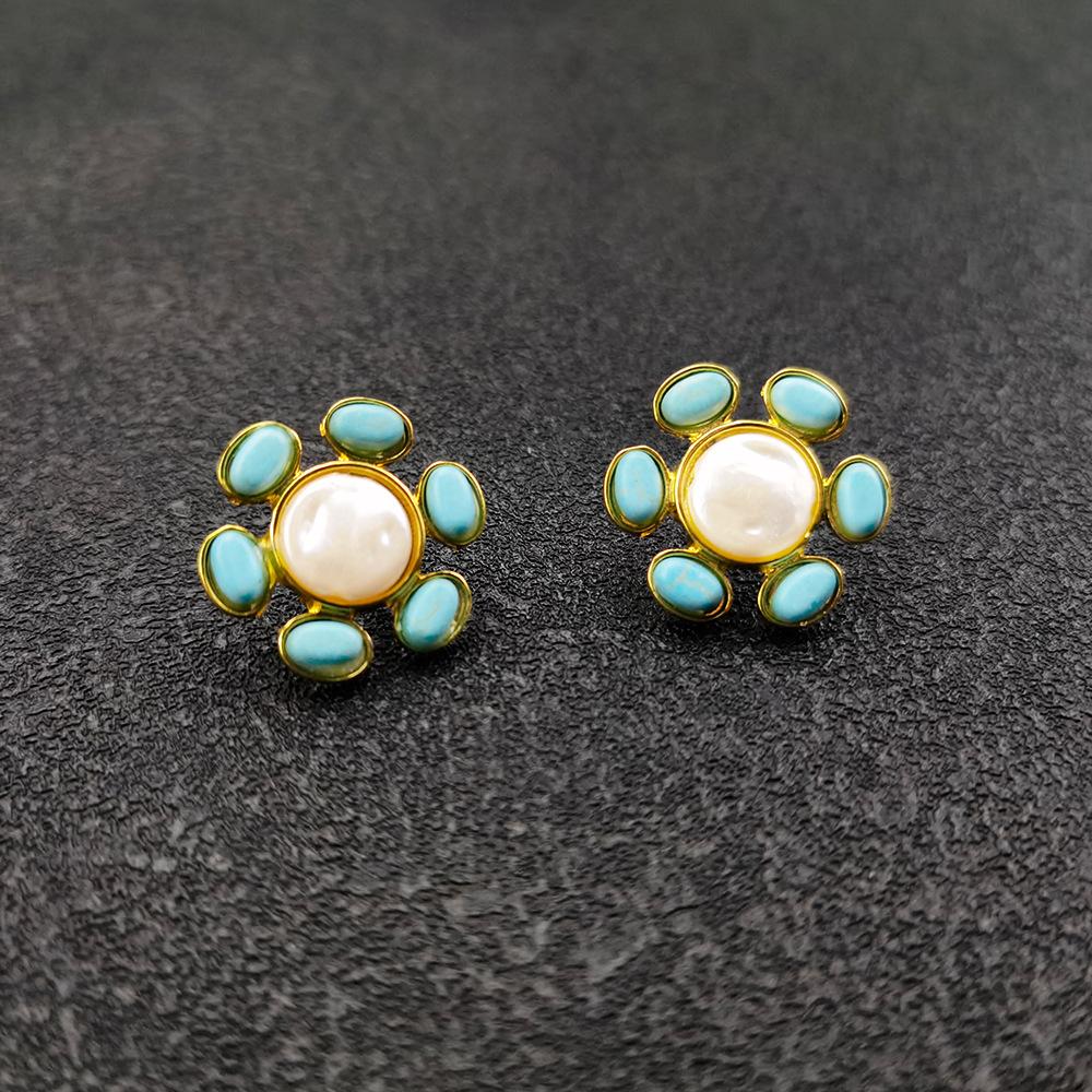Jewelry fashion pearl turquoise earrings female minority design sense simple earrings jewelry