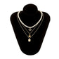 Jewelry Imitation Pearl Woven Pendant Necklace Planet Micro-inlaid Lock Letter Multilayer Necklace Female