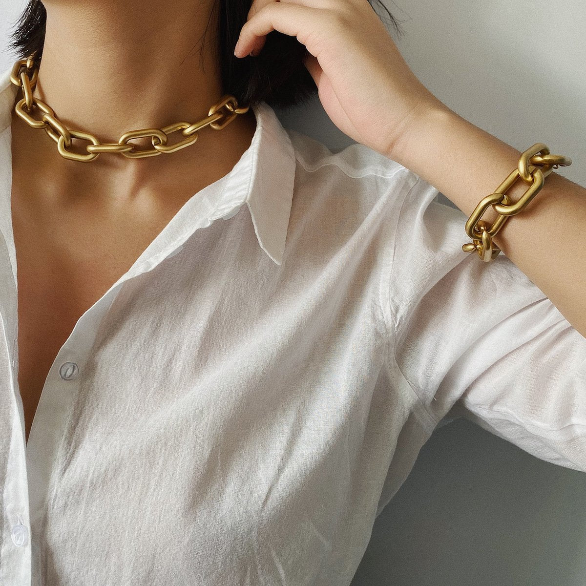 Jewelry Frosty Retro Single Layer Necklace Female Simple Versatile Cross Chain Set Necklace