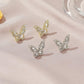 Classic Earrings Temperament Simple Zircon Butterfly Stud Earrings Female Gentle Lady Crystal Earrings