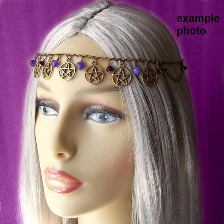 Multi-layer Ladies Chain Hair Band Headband Alloy Pentagram Crystal Headdress Necklace Dual Purpose