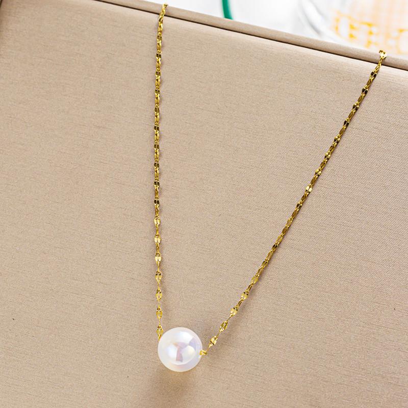 Titanium Steel Mermaid Ji Pearl Pendant Female Clavicle Chain Ins Colorful Shell Bead Necklace Versatile