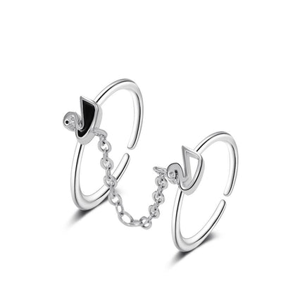 ins chain tassel double finger ring fashion simple star butterfly love geometric opening index finger ring tide