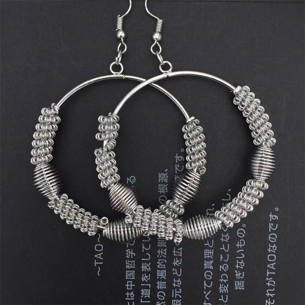 Exaggerated personality hollow single-ring bamboo spring large hoop earrings versatile hoop earrings earrings for women