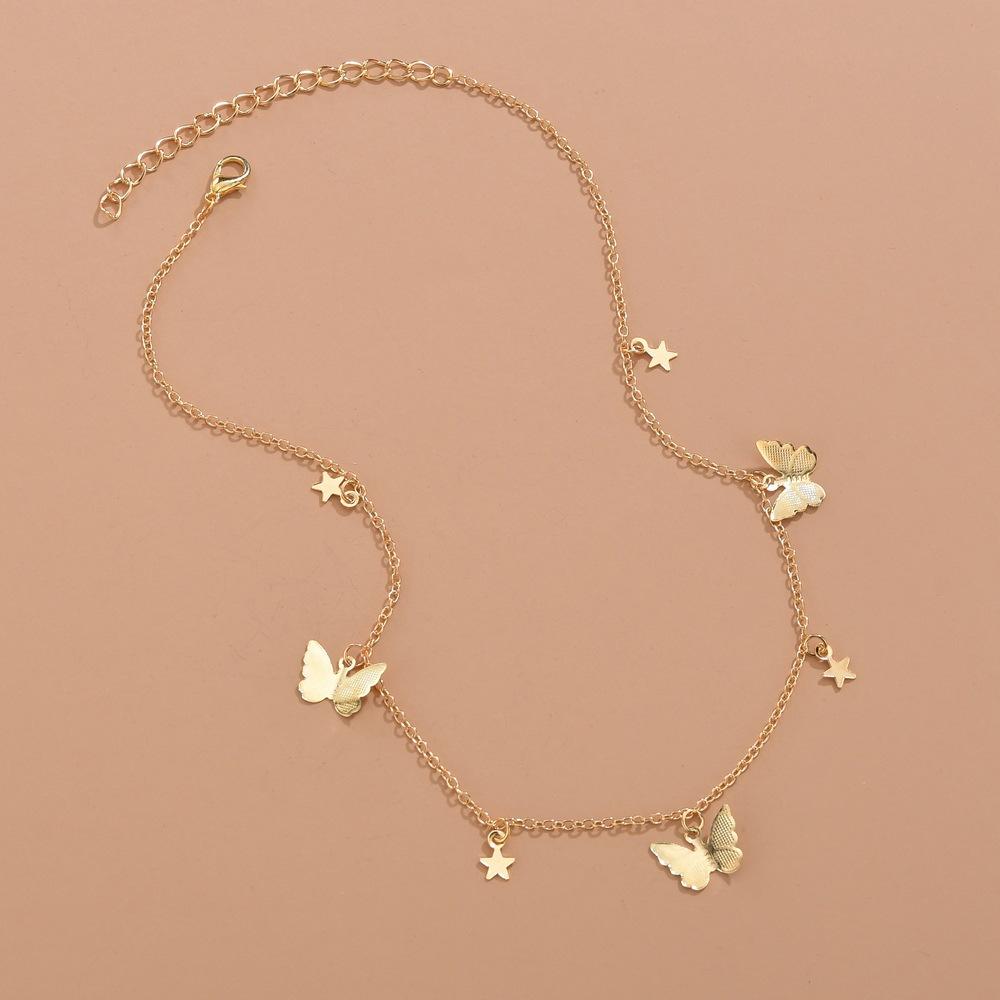 Jewelry Simple Fashion Butterfly Necklace Personality Popular Five-pointed Star Clavicle Chain Women's Accessories