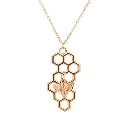 Hexagonal Honeycomb Necklace Fashion Creative Niche Design Bee Clavicle Chain Jewelry