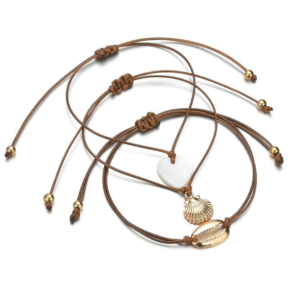 Creative Retro Simple Antique Beach Alloy Shell Bracelet Set Shell Piece Peach Heart Jewelry For Women