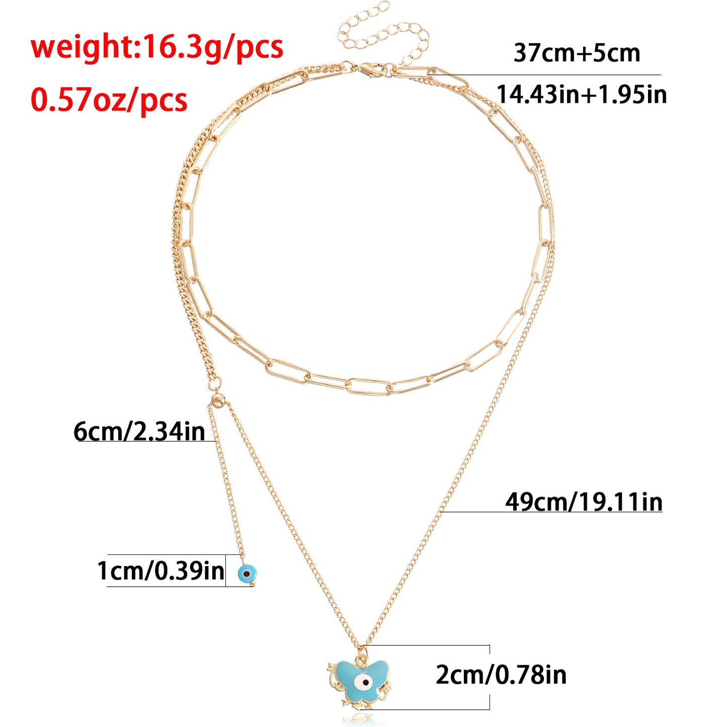 Jewelry Creative Eyes Niche Chain Design Metal Necklace Versatile Butterfly Pendant Necklace