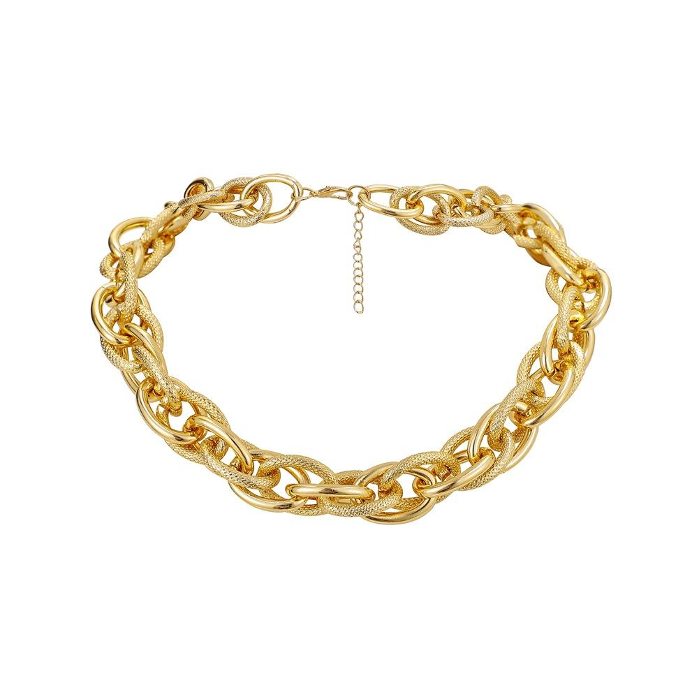 Simple single-layer aluminum chain hip-hop necklace fashion metal matte big thick chain exaggerated choker necklace