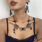 N935 Exaggerated Earrings Necklace Set Dark Halloween Spider Web Diamond Earrings Necklace