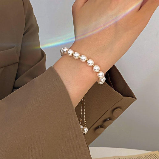 ins beaded pearl bracelet women's French light luxury niche design long tassel bracelet adjustable bracelet