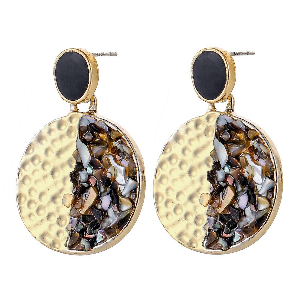 Ins geometric round color contrast drop oil earrings trendy temperament high-end earrings personality versatile accessories