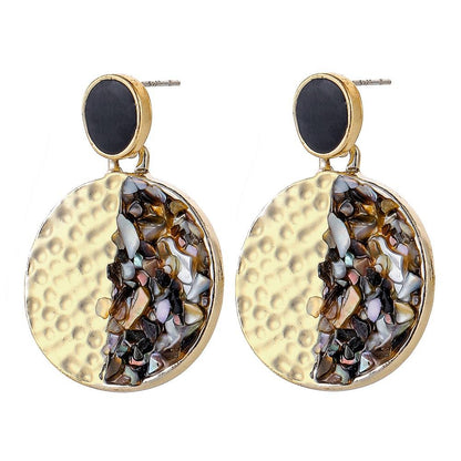 Ins geometric round color contrast drop oil earrings trendy temperament high-end earrings personality versatile accessories