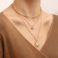 Jewelry trend double-layer micro-inlaid diamond butterfly sun pendant necklace female ins metal pendant