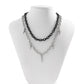 Jewelry sweet and cool double-layer mixed color rivet tassel necklace female personality tapered cross chain necklace
