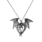 Halloween Necklace Creative Bat Wings Luminous Feather Hip Hop Skull Pendant