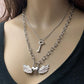 Temperament necklace female cross chain love lock wing pendant necklace double-layer fashion street shooting accessories