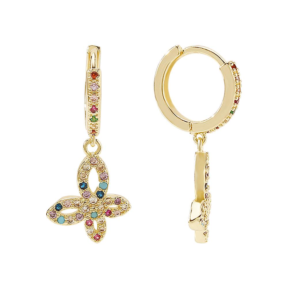 ZE53 Net Red Temperament Earrings Creative Color Zircon Earrings Fashion Light Luxury Butterfly Earrings Women