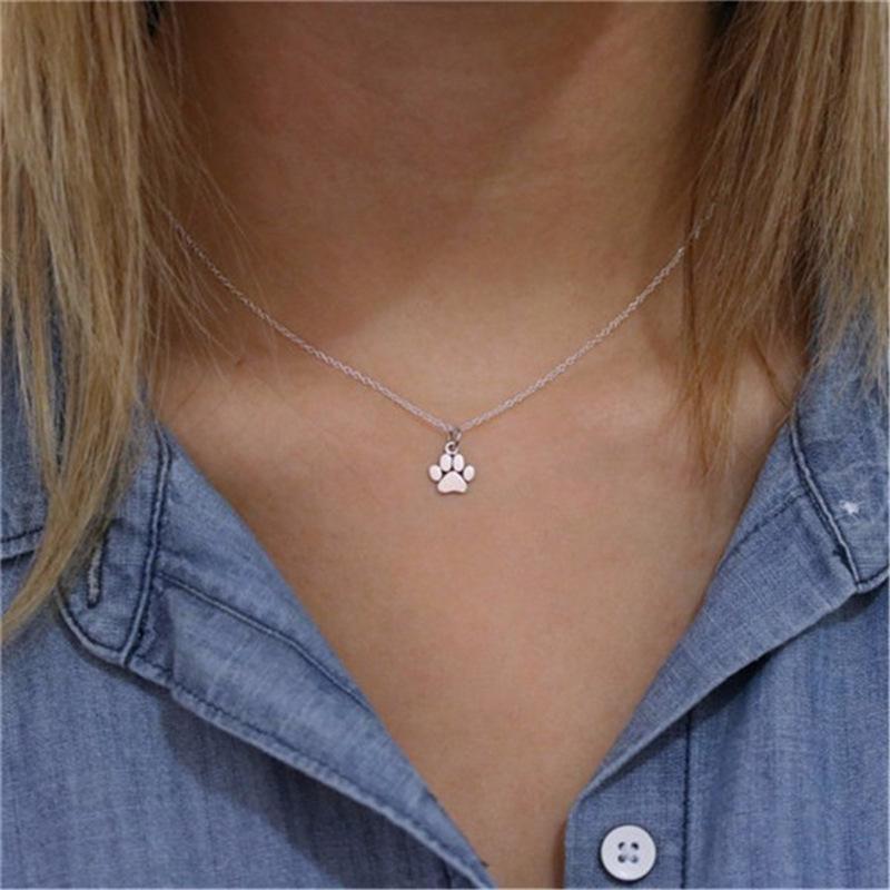 Jewelry Popular Cute Animal Cat Claw Foot Necklace Zinc Alloy Footprint Necklace