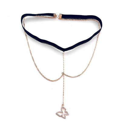 Sexy Rhinestone Thigh Chain Elastic Butterfly Leg Chain Women Fashion Metal Rhinestone Chain Body Chain