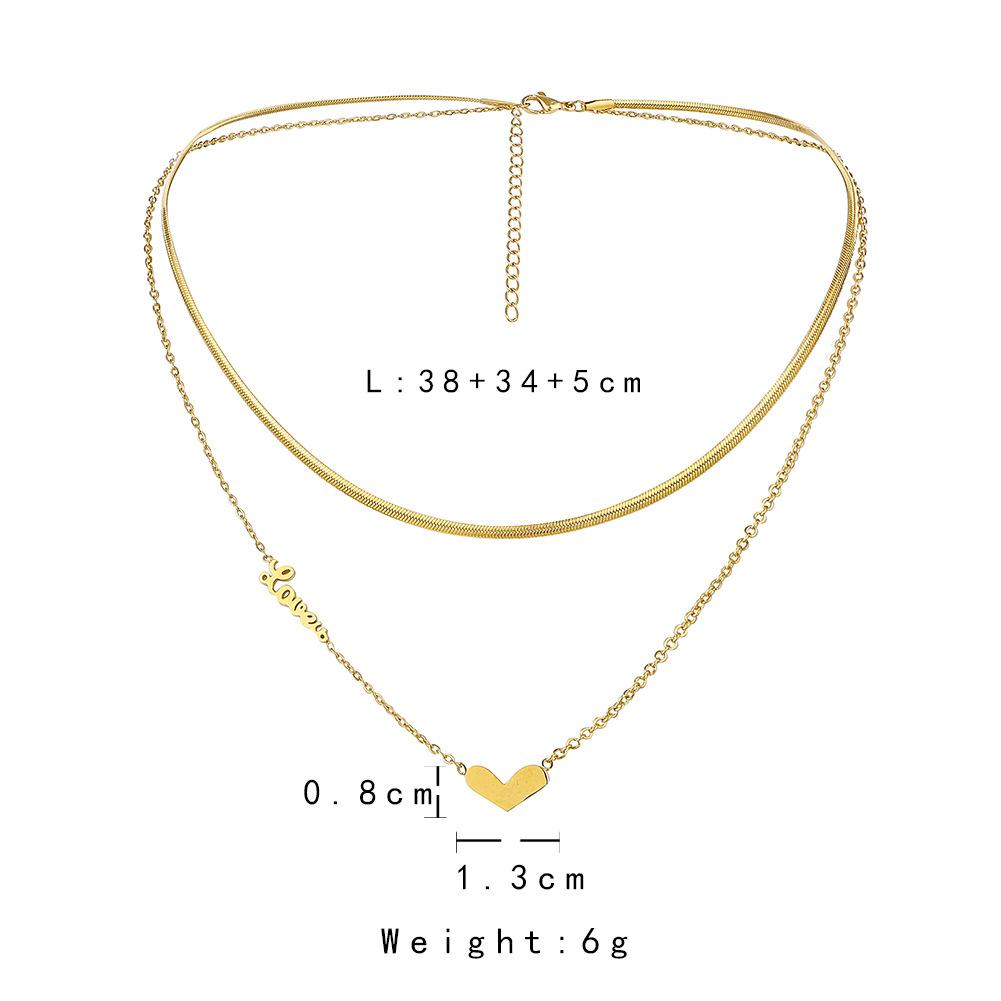 Niche design sense titanium steel double-layer heart-shaped necklace simple love love stainless steel clavicle chain jewelry female