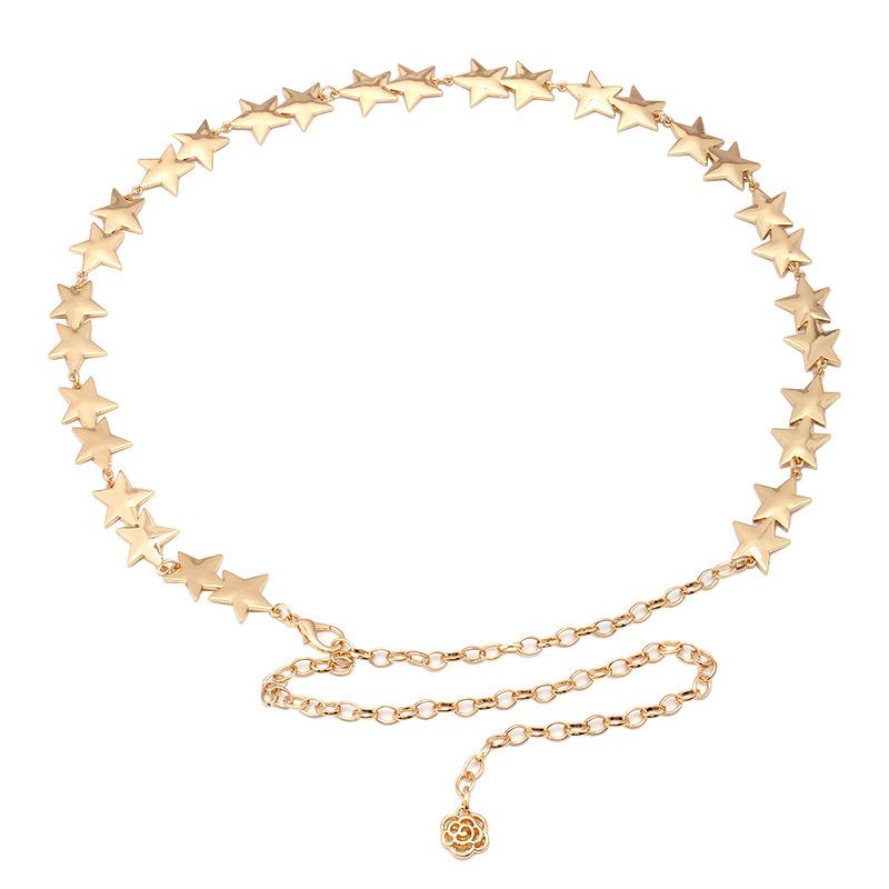 Metal waist chain women's fashion trendy style five-pointed star chain waist decoration with dress decoration