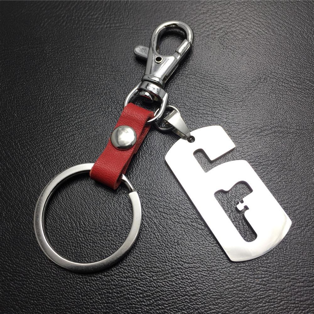 Rainbow 6 Lucky Car Keychain Stainless Steel Titanium Steel Pendant
