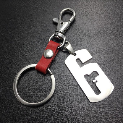 Rainbow 6 Lucky Car Keychain Stainless Steel Titanium Steel Pendant