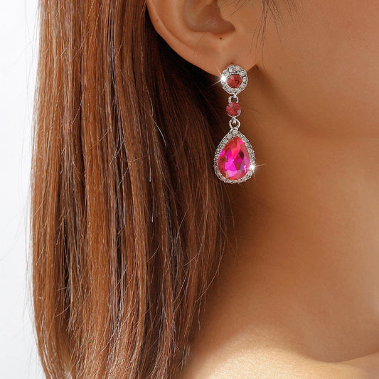 E1132 Fashion Retro Rhinestone Geometric Earrings Women's Palace Light Luxury Niche Simple Medieval Earrings