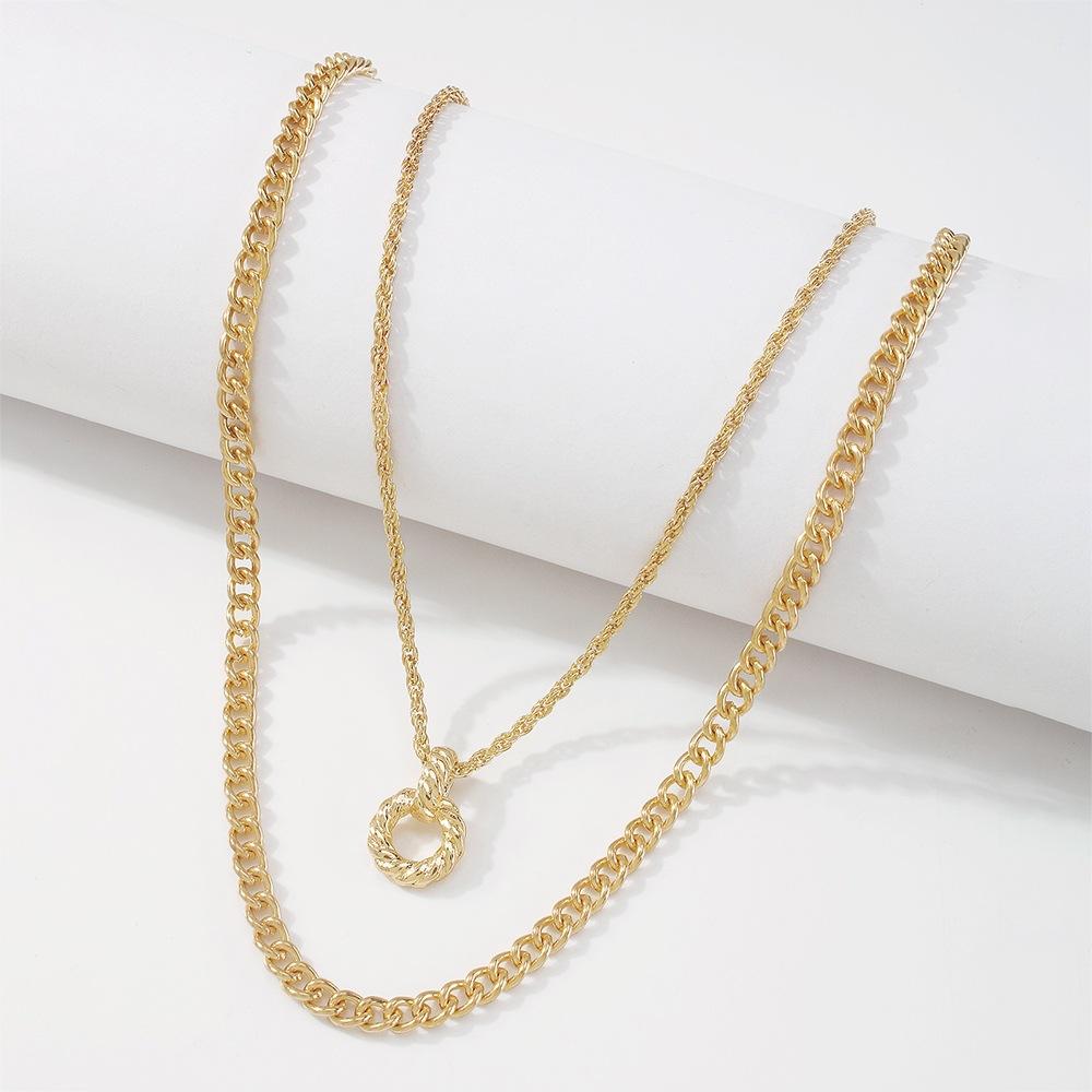 N8997 Jewelry Temperament Simple Twist Chain Stacked Necklace Ring Hollow Cold Necklace Female
