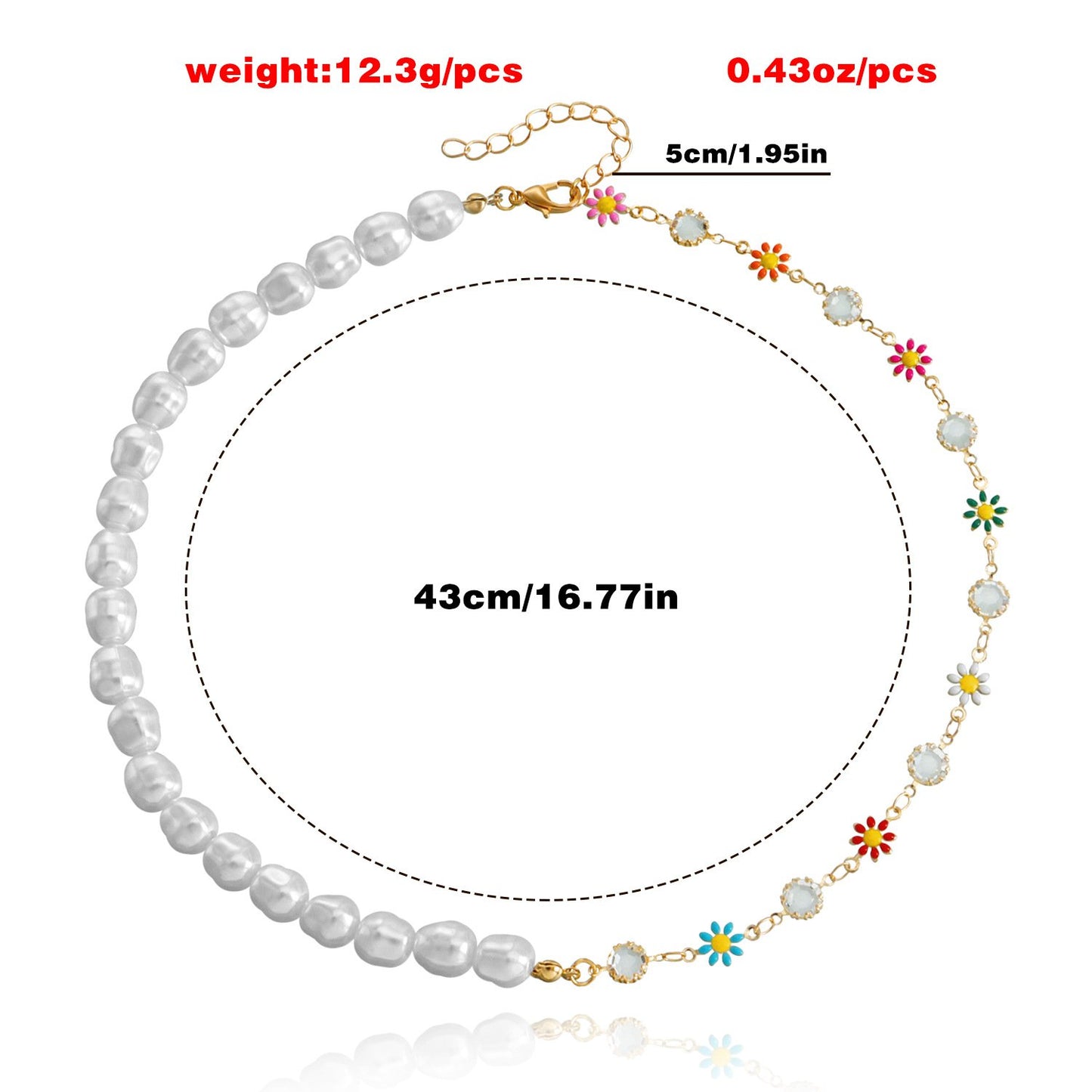 Jewelry ins splicing imitation pearl painted drip glaze flower pendant female niche high-end necklace light luxury
