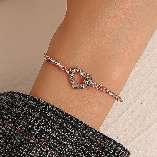 Ins Diamond Love Bracelet Fashion Temperament Niche Design Rose Gold Octagram Bracelet Girlfriend Gift