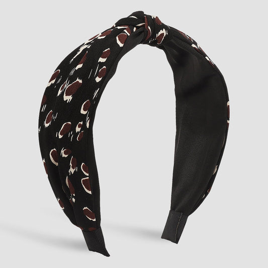 F5122 French retro knotted wave-dot leopard print headband fabric wide-brimmed net red simple contrast color sweet headband female