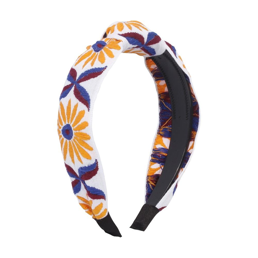 F3826 Jewelry Fabric Embroidery Sunflower Headband Small Fresh Knotted Temperament Washing Face Headband Female