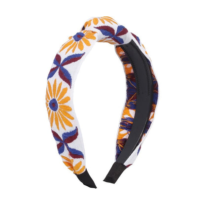 F3826 Jewelry Fabric Embroidery Sunflower Headband Small Fresh Knotted Temperament Washing Face Headband Female