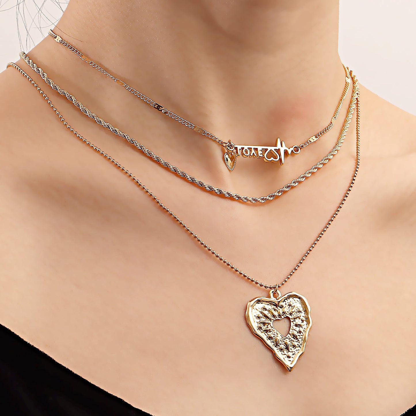 Jewelry love letter hollow exaggerated love necklace trend fashion clavicle chain necklace female
