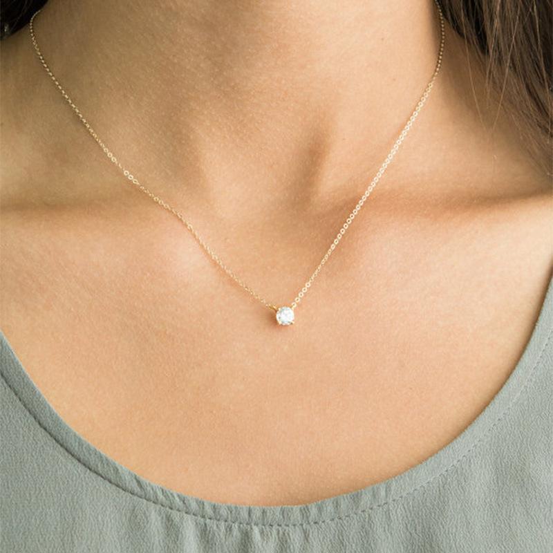 Necklace Fashion Simple Ladies Clothing Accessories Trendy Versatile Zircon Clavicle Chain