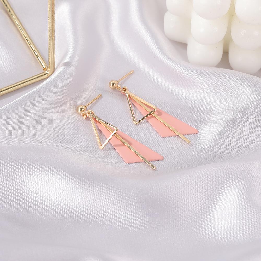 Earrings Geometric Tassels Triangular Temperament Earrings Beautiful Simple Internet Celebrity Fashion Versatile Earrings