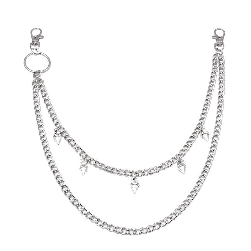 Simple fashion grid waist chain pants chain versatile double-layer chain bullet pendant decorations