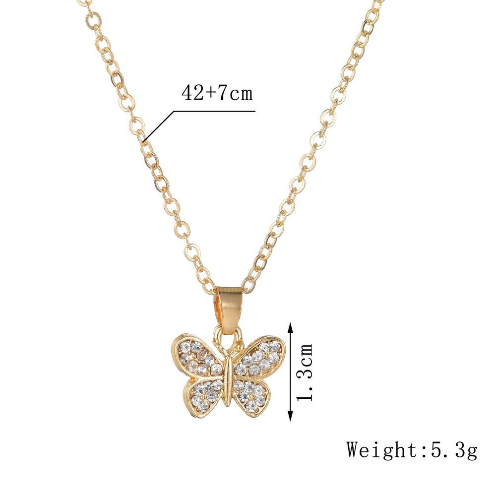 Rhinestone Butterfly Necklace Female Ins Cold Clavicle Chain Tide Net Red Simple Temperament Neck Necklace