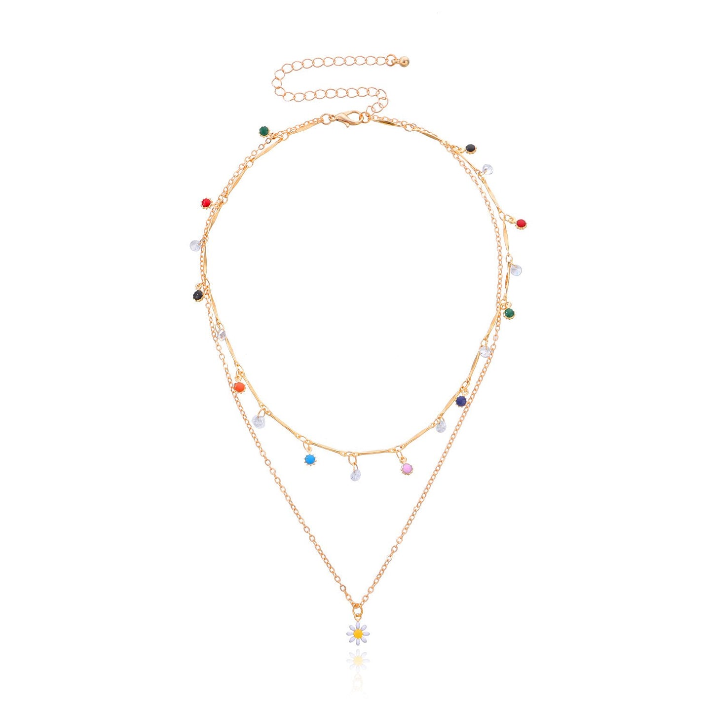 Jewelry Fashion Retro Daisy Pendant Simple Personality Women's Diamond Necklace Clavicle Chain