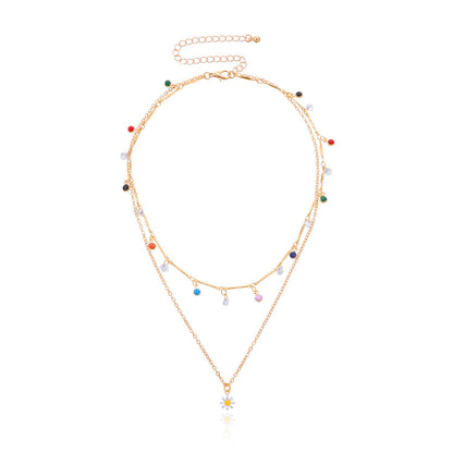 Jewelry Fashion Retro Daisy Pendant Simple Personality Women's Diamond Necklace Clavicle Chain