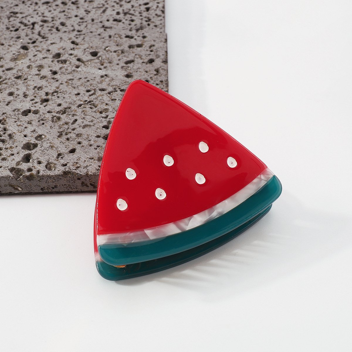 F4332 Light Luxury Cute Fruit Series Shark Clip Summer Cherry Watermelon Strawberry Color Diamond Fun Hair Clip