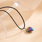 Jewelry creative niche colorful glass heart-shaped necklace female simple wax line single-layer pendant necklace