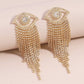 E1978 Long Exaggerated Geometric Tassel Rhinestone Earrings Creative Angel Eye Rhinestone Personality Earrings