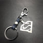 Game surrounding superman Superman logo double-layer stainless steel pendant leather keychain
