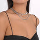 1675 Retro Stacked Hip-Hop Multilayer Necklace Exaggerated Metal Sweet Cool Street Shot Geometric Rhinestone Necklace