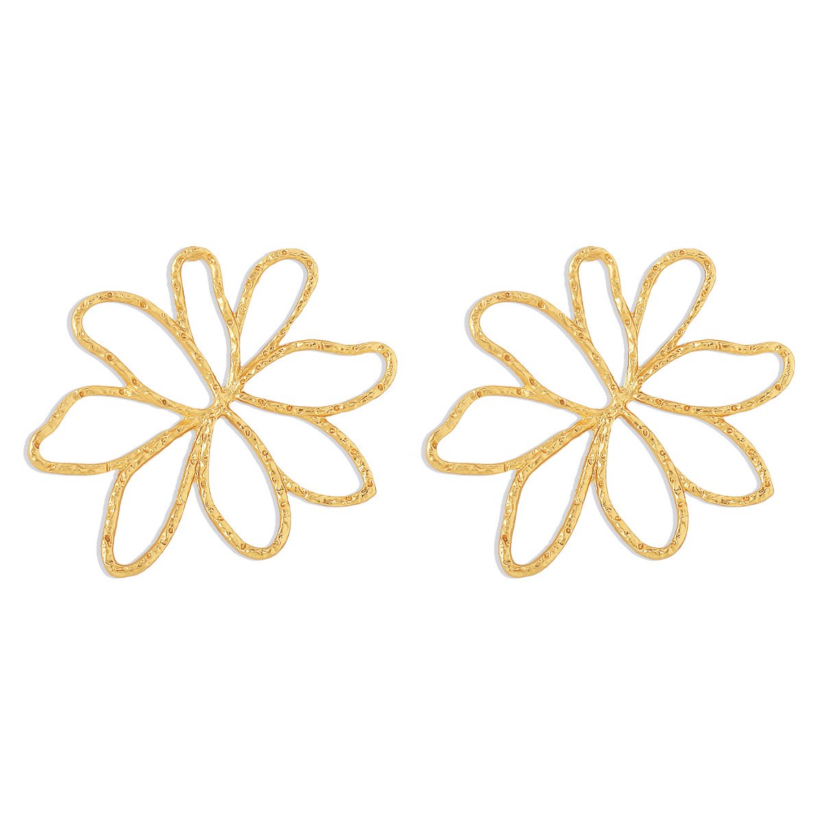 E1889 Jewelry Hollow Geometric Flower Earrings Metal Fashion Irregular Exaggerated Earrings