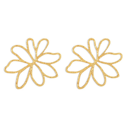 E1889 Jewelry Hollow Geometric Flower Earrings Metal Fashion Irregular Exaggerated Earrings