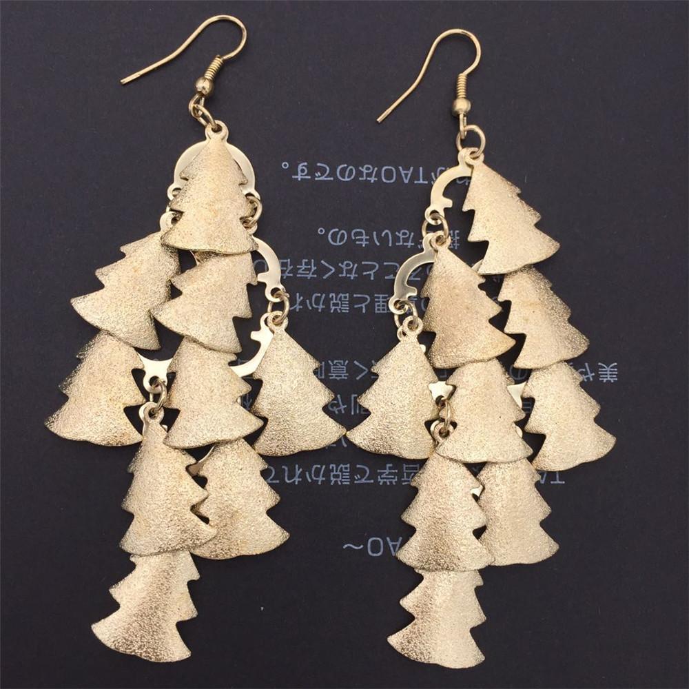 Christmas tree frosted earrings atmospheric personality multi-layer tassel earrings earrings jewelry